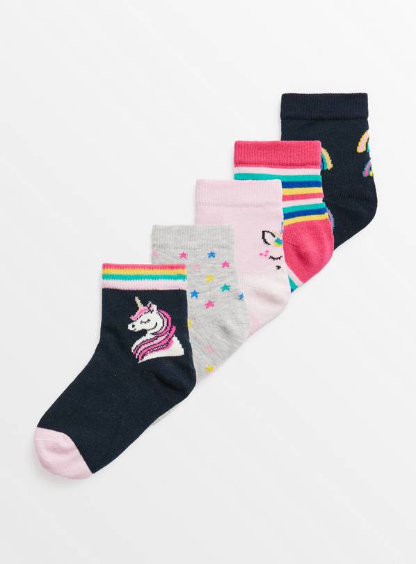 Rainbow Ankle Socks 5 Pack 6-8.5